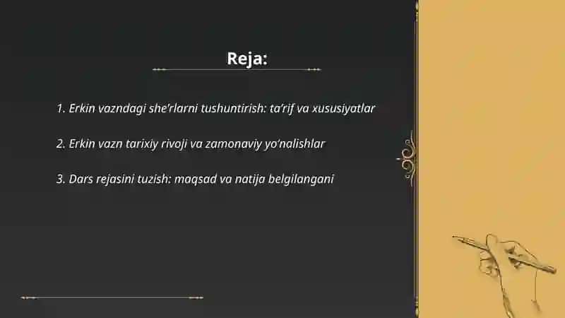 Erkin vaznidagi sheʼrlarni oʻqitish 2