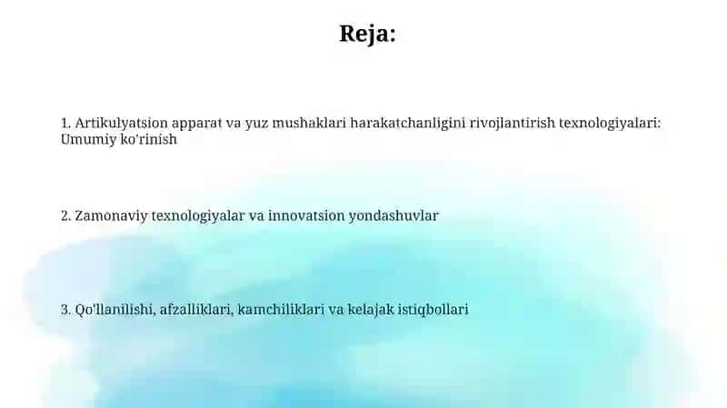 Artikulyatsion apparat va yuz mushaklari harakatchanligini rivojlantirish texnologiyalari 2
