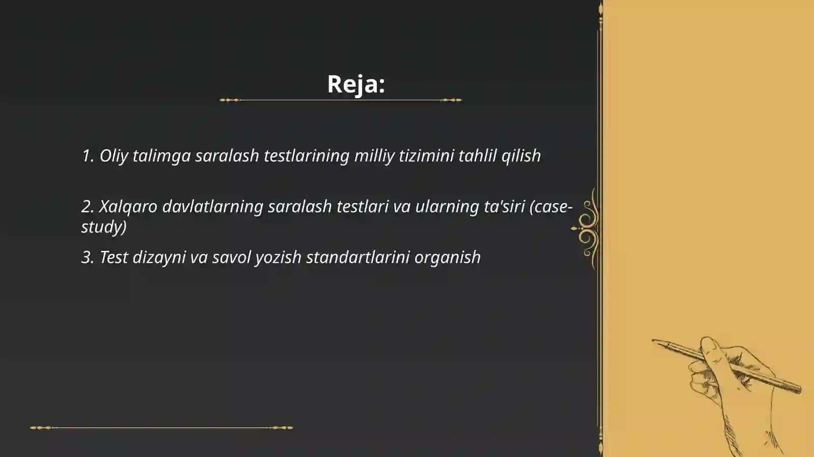 Oliy talimga saralash testlari 2