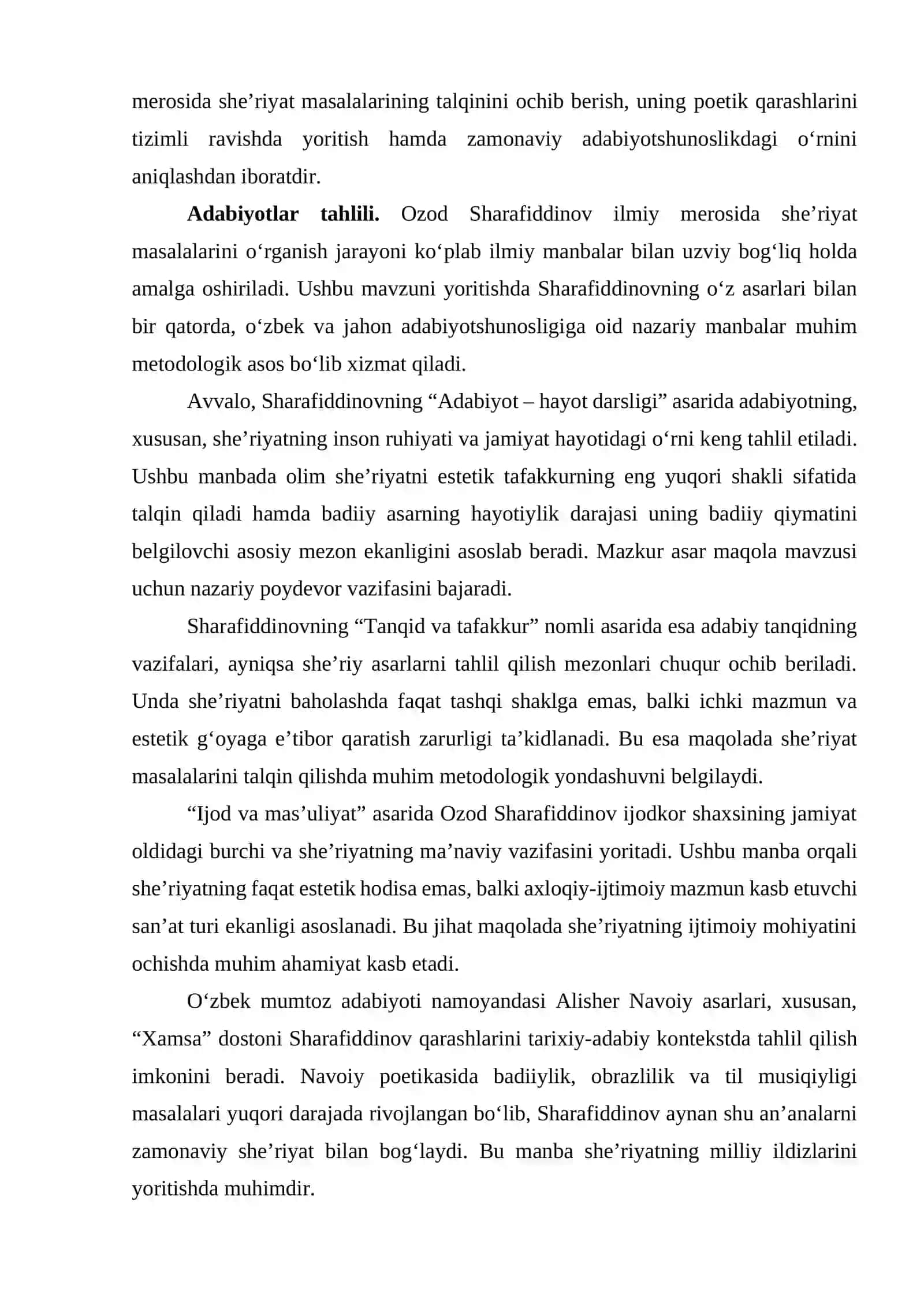 OZOD SHARAFIDDINOVNING ILMIY MEROSIDA SHE’RIYAT MASALALARI 2