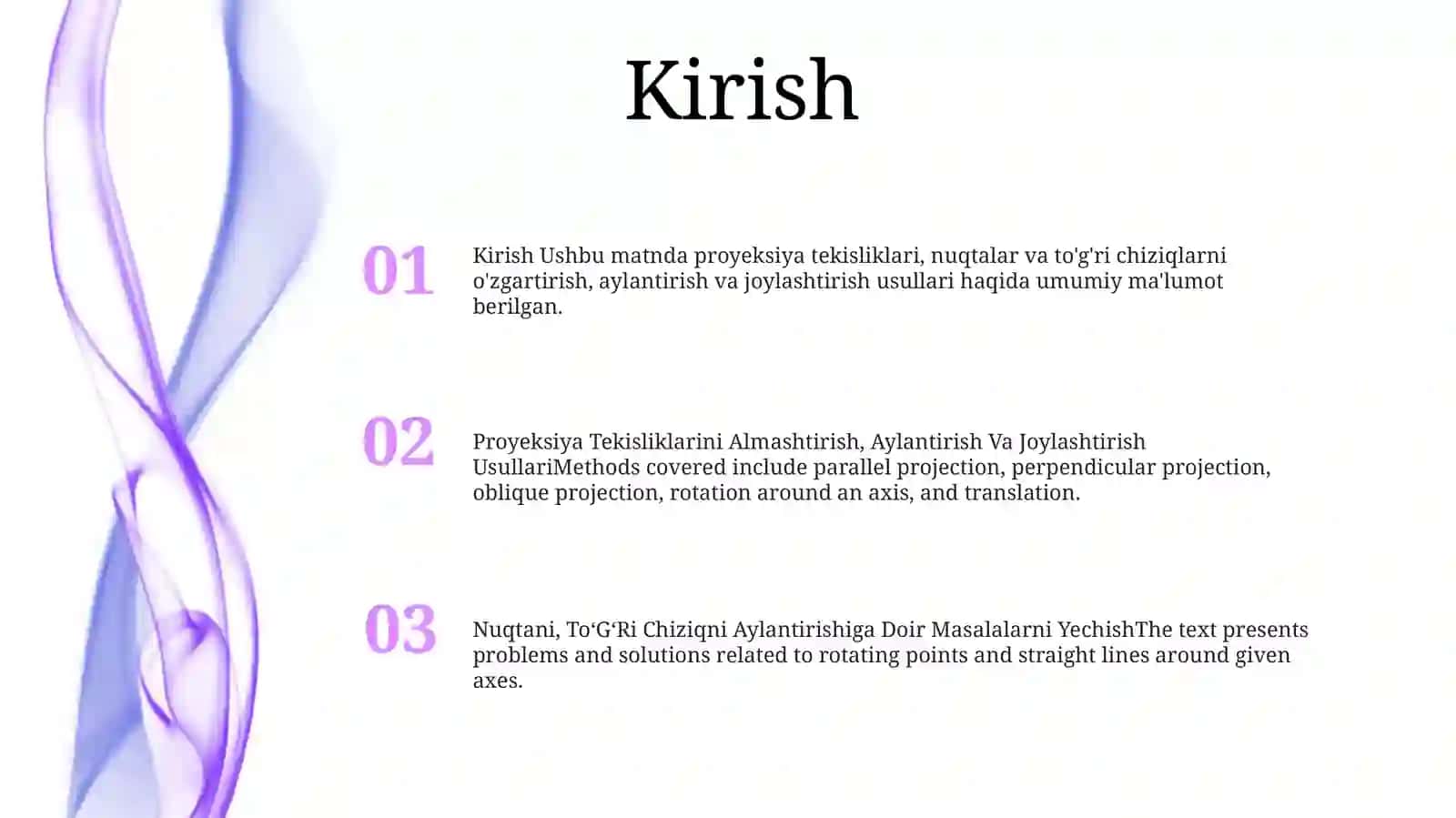 Proyeksiya Tekisliklarini Almashtirish, Aylantirish Va Joylashtirish Usullari 2