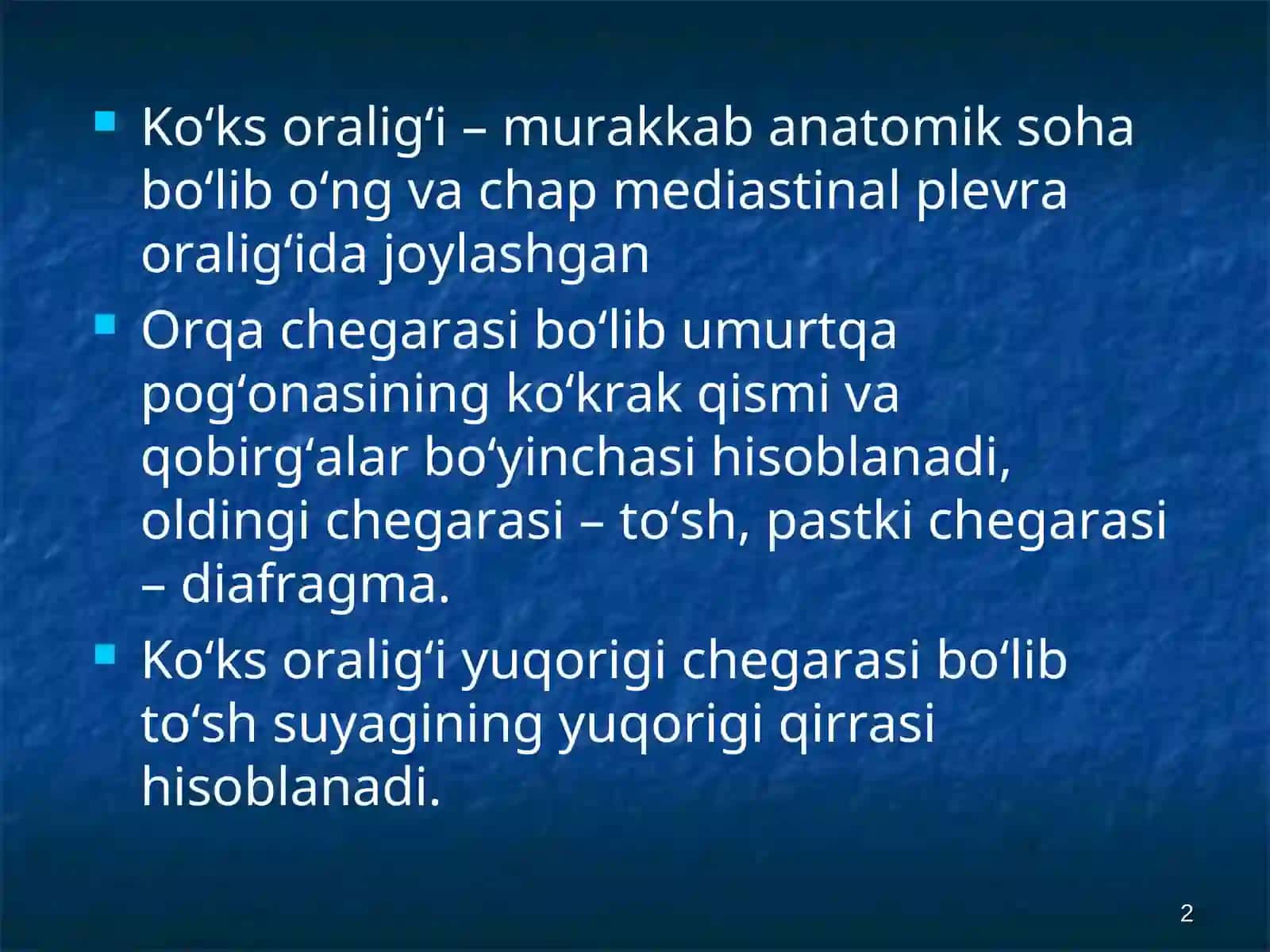Ko‘ks oralig‘i kasalliklari 2