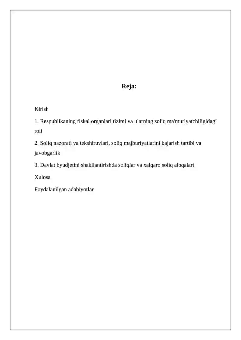 Soliqlar va budjet hisobi 2