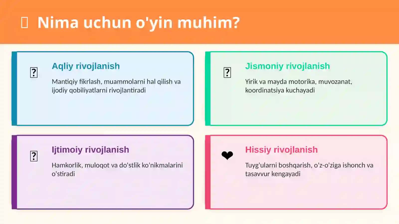 maktabgacha talimda oyin turlari mavzusida slayd 2