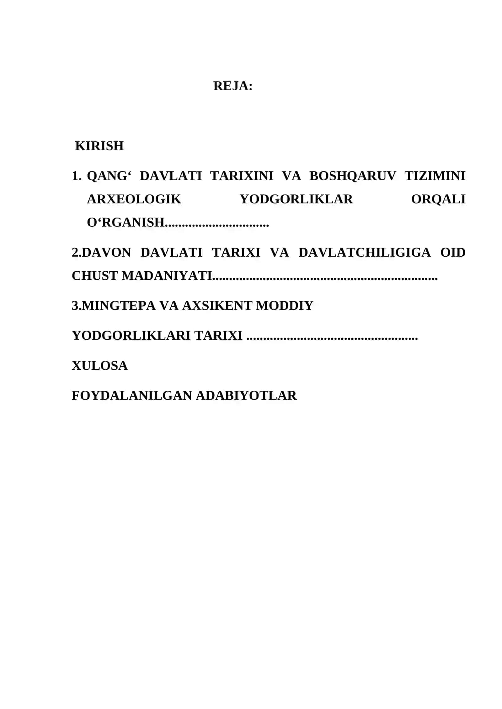Jahon tarixi kafedrasi KURS ISHI - Qangʻ va Davon davlatlari hududi va boshqaruv tizimi 2
