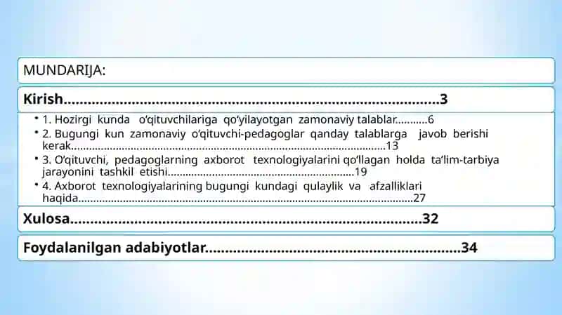 HOZIRGI ZAMON O‘QITUVCHISIGA QO‘YILADIGANTALABLAR 2