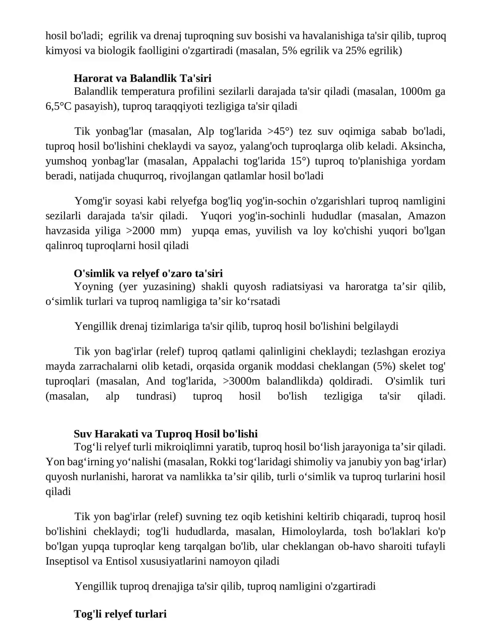 Tog' tuproqlarining shakllanishida relyefning ahamiyati 2