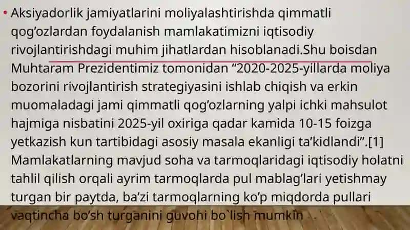 Moliyaviy bozorda amalga oshiriladigan bitim va operatsiyalar 2