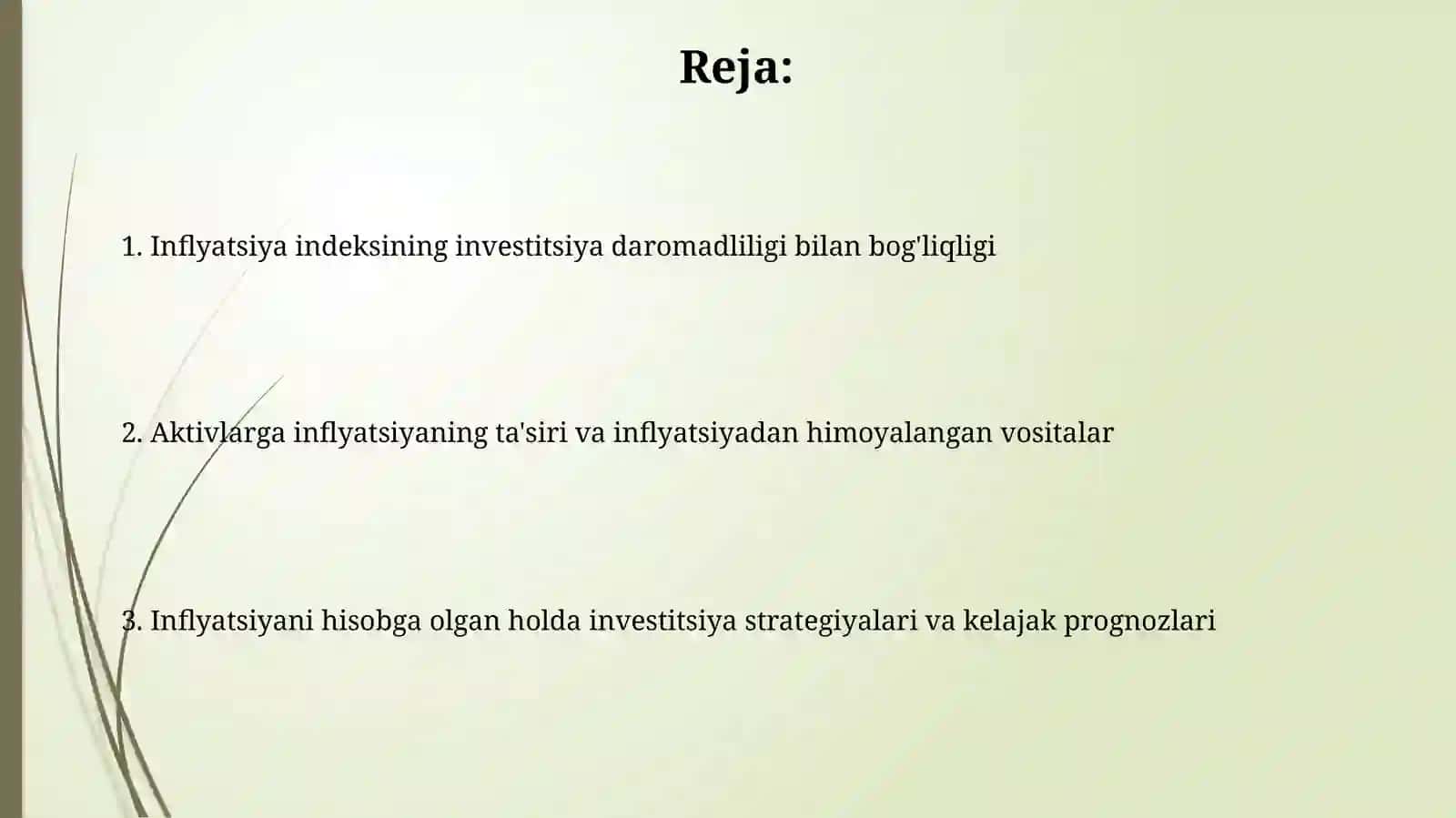 Invistitsiyalarning samaradorligiga inflaytsiyaindeksiningta'siri 2