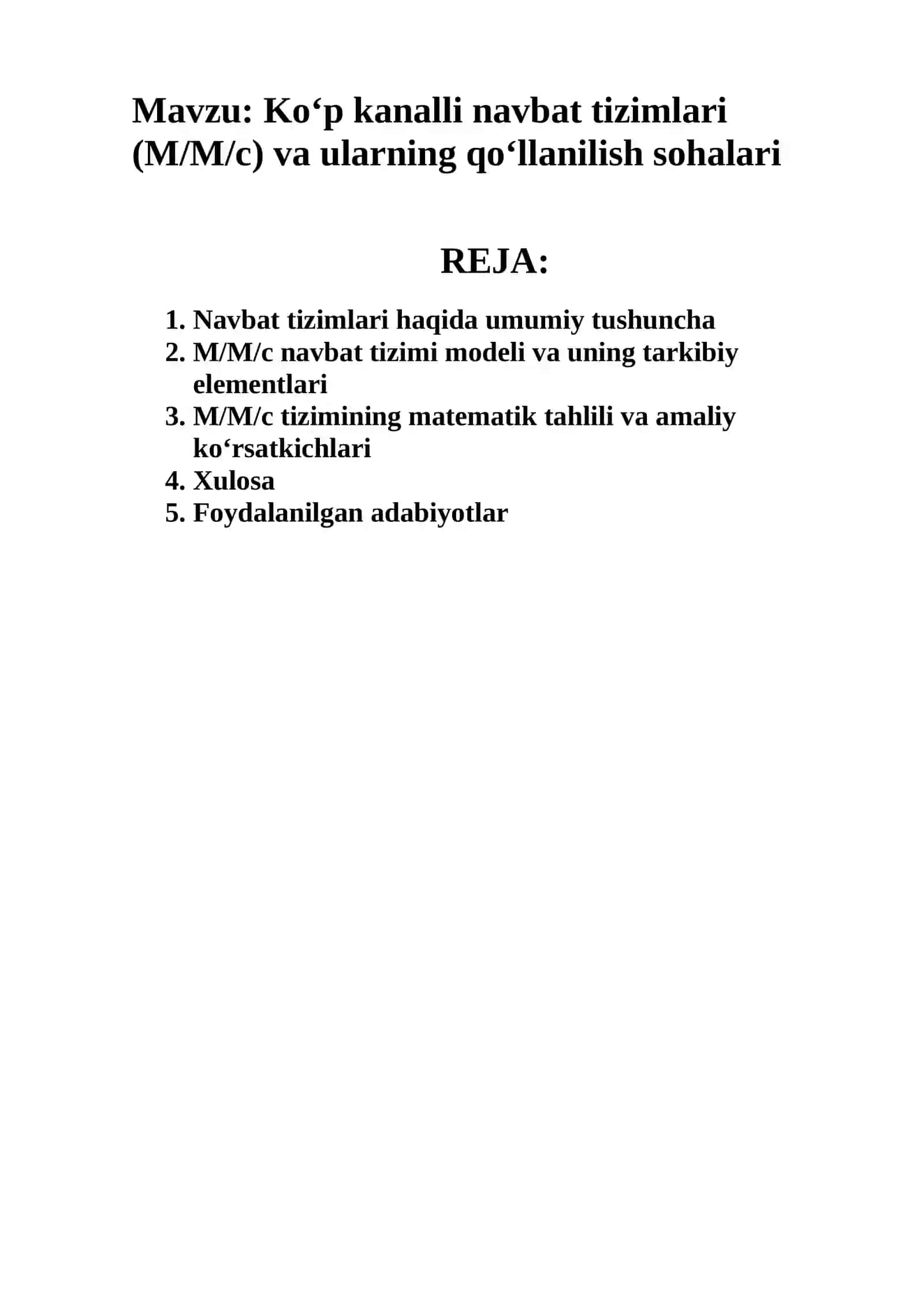 Navbat tizimlari haqida umumiy tushuncha 2