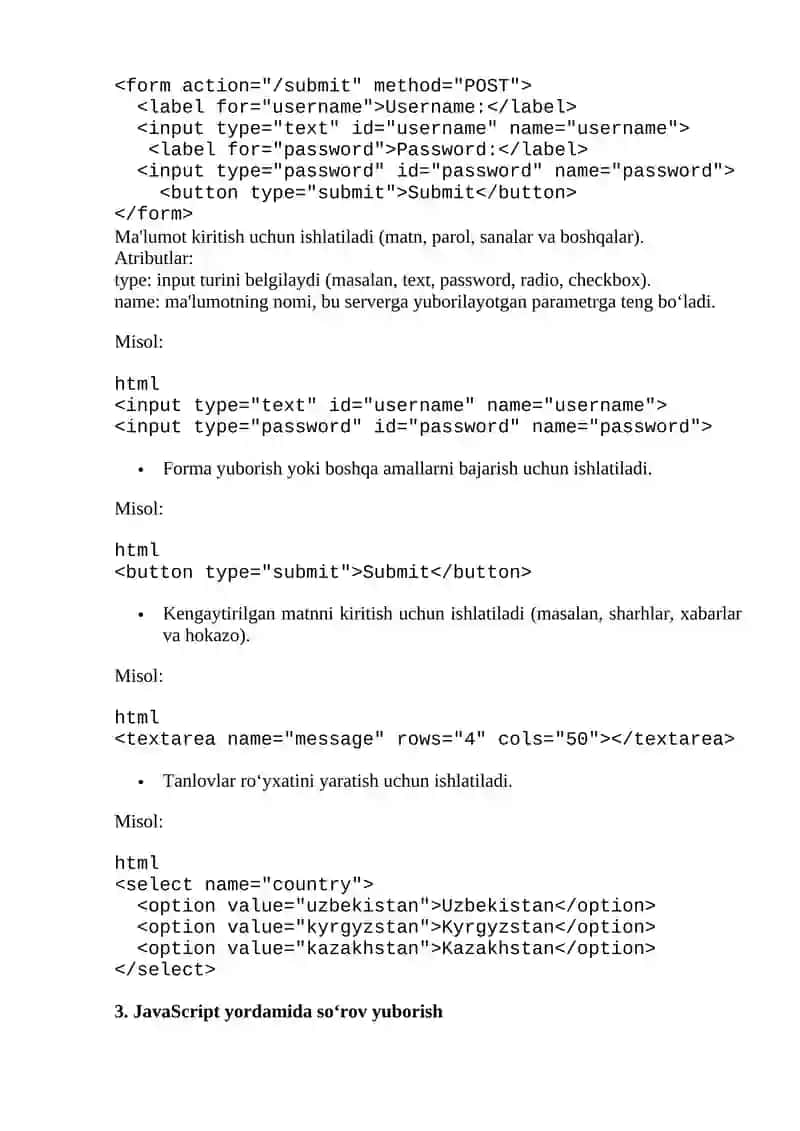Veb dasturlashda sahifalarga so‘rovlar yuborish (GET, POST so‘rovlari) 2