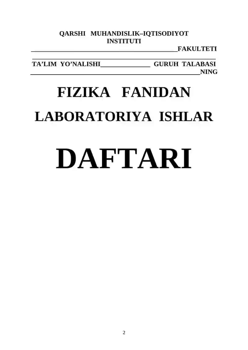 LABORATORIYa IShlar daftari 2