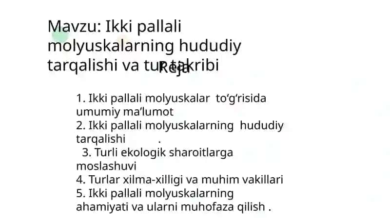 Ikki pallalimolyuskalarning hududiy tarqalishi 2