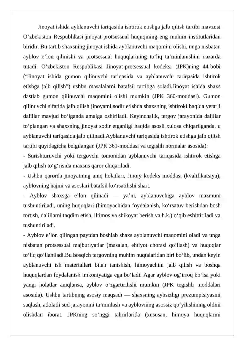 Ayblanuvchi tariqasida ishtirok etishga jalb qilish tartibi 2