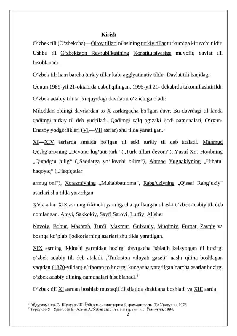 HOZIRGI O‘ZBEK ADABIY TILI” KURSI 2