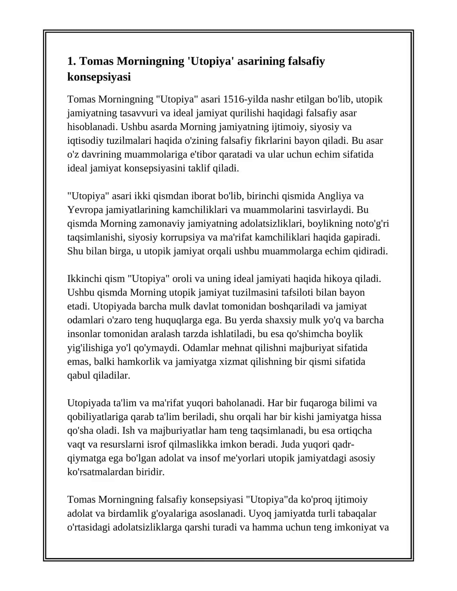 TOMAS MORNING UTOPIYA ASARI FALSAFIY TAHLILI 2