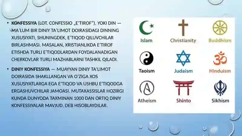 diniy konfessiyalar 2