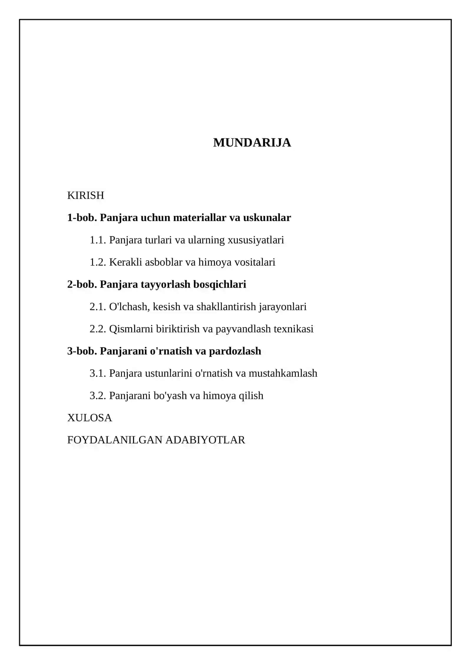 Xovli uchun panjara tayyorlashni o'rganish 2