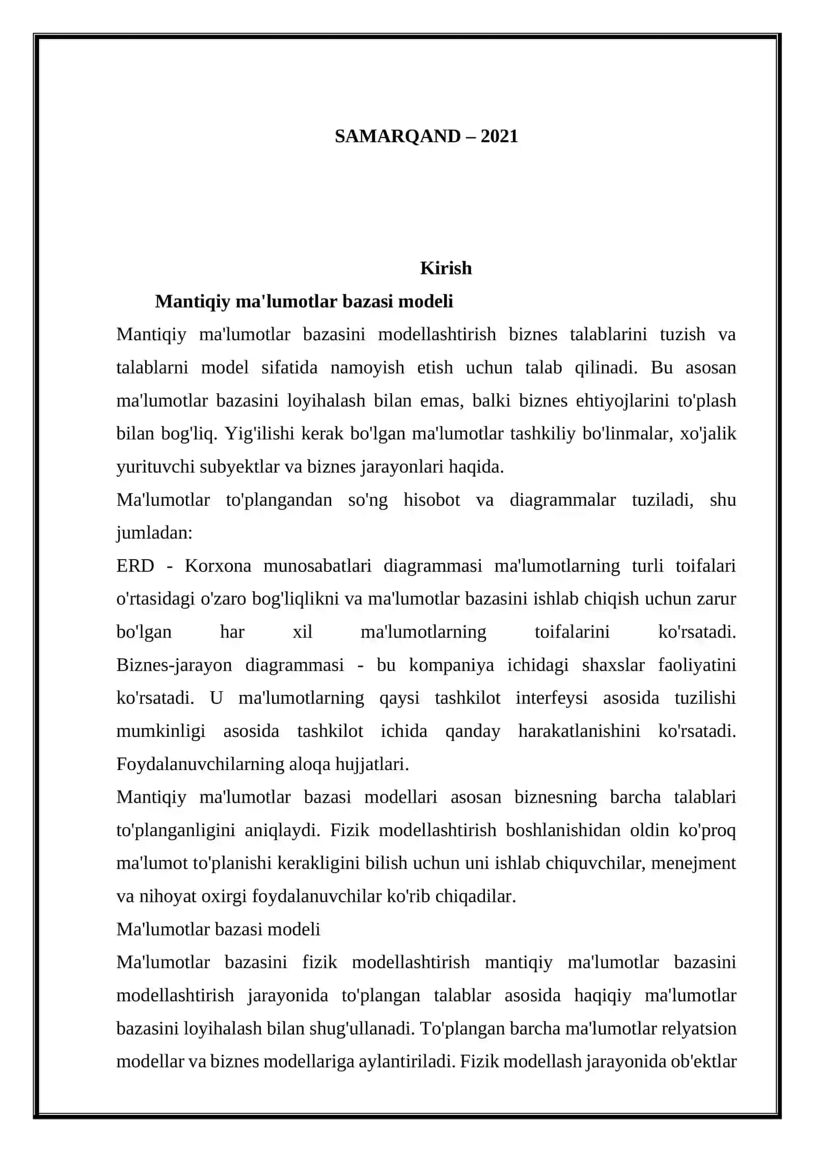Mantiqiy ma'lumotlar bazasi modeli 2