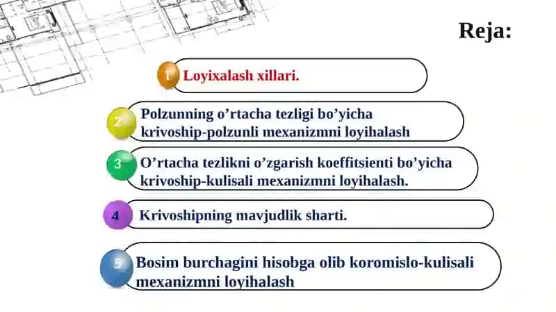Oddiy sterjenli mexanizmlarni loyihalash 2