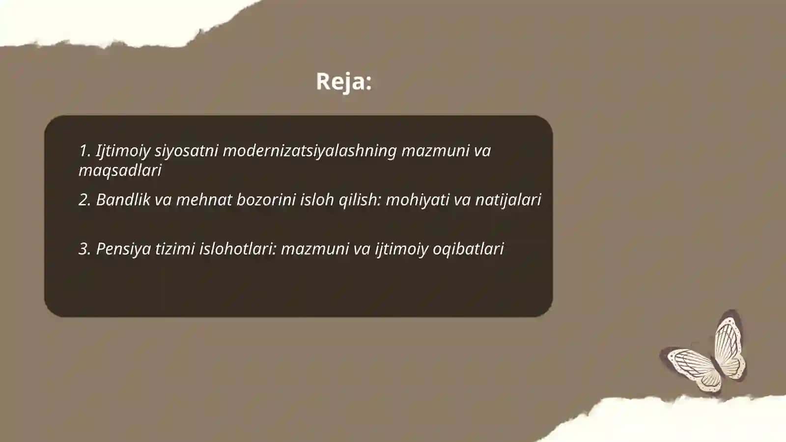 Oʻzbekistonda ijtimoiysohada amalga oshirilayotgan oʻzgarishlar mazmun va mohiyati 2