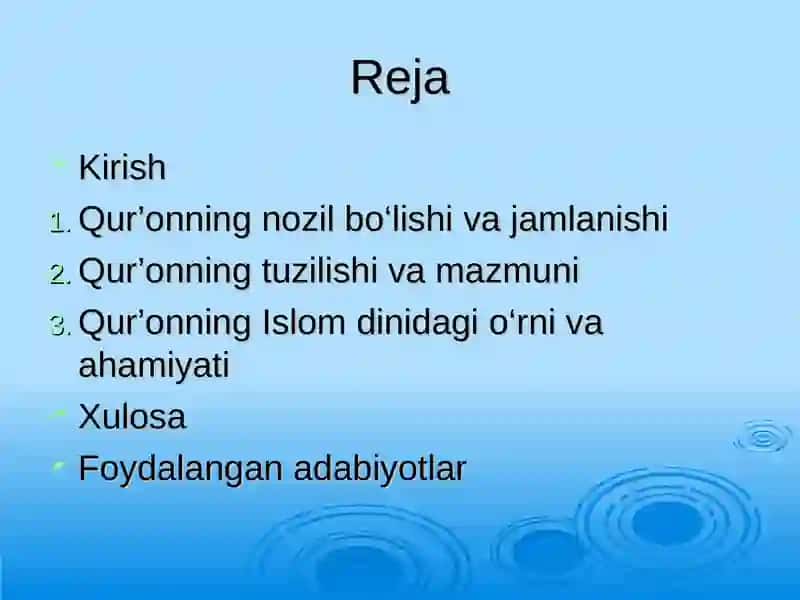 Qur'on islom dinining mukaddas kitobi sifatida. 2