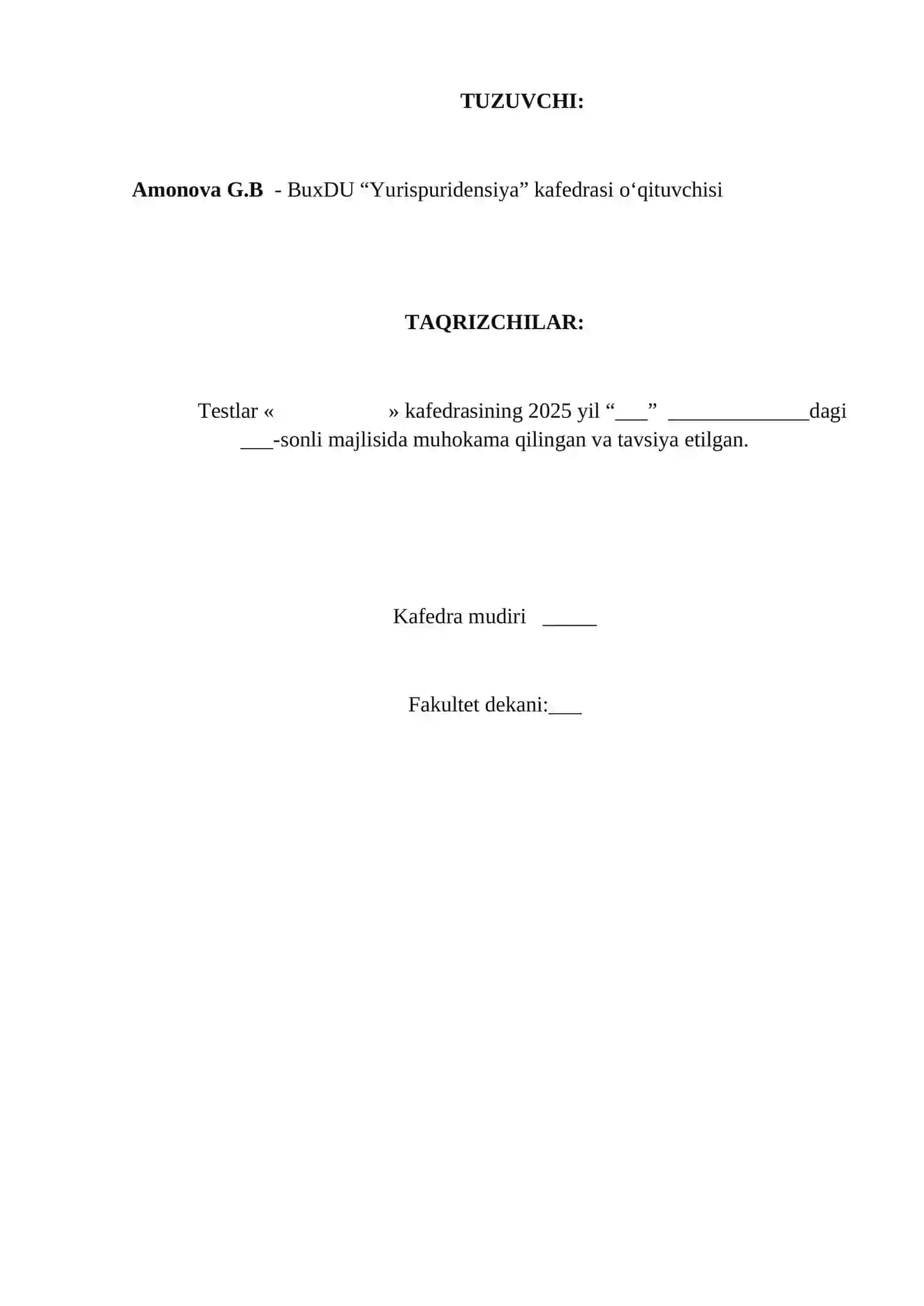 Iqtisodiy protsessual huquq fanidan testlar 2
