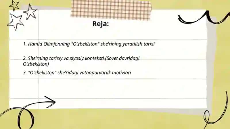 Hamid Olimjon va uning,,O'zbekiston" she'ri 2
