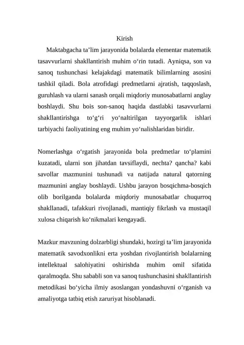 Nomerlashga o‘rgatishga tayyorgarlik 2