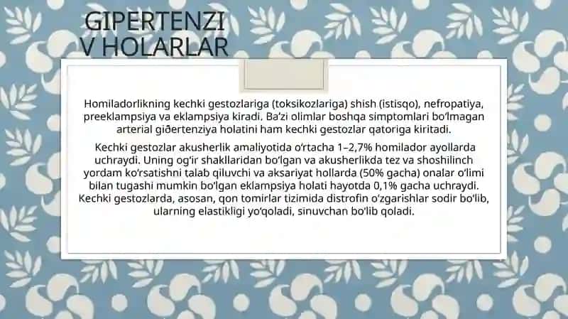 Homiladorlikdavridagi gipertenziv holatlar 2