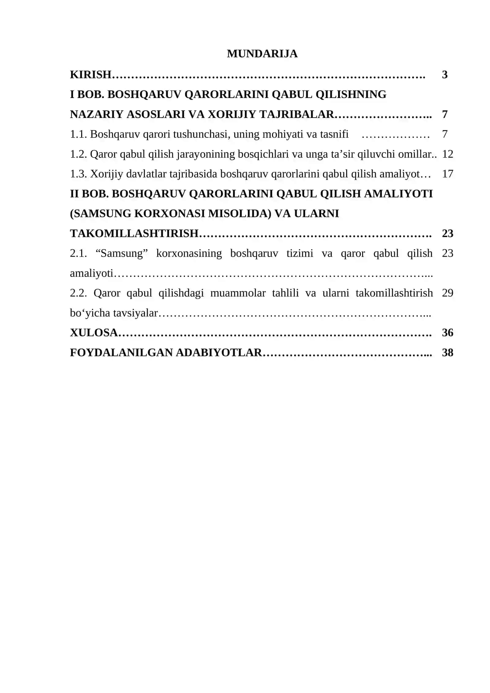 BOSHQARUV QARORLARINI QABUL QILISH AMALIYOT 2