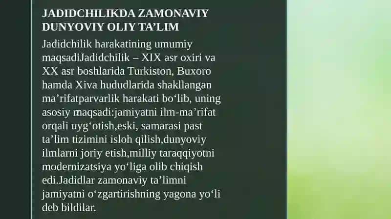 jadidchilikda zamonaviy dunyoviy oliy talim 2