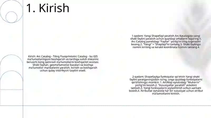 Arc Catalog Dasturida Sheyp Fayllar Yaratish 2