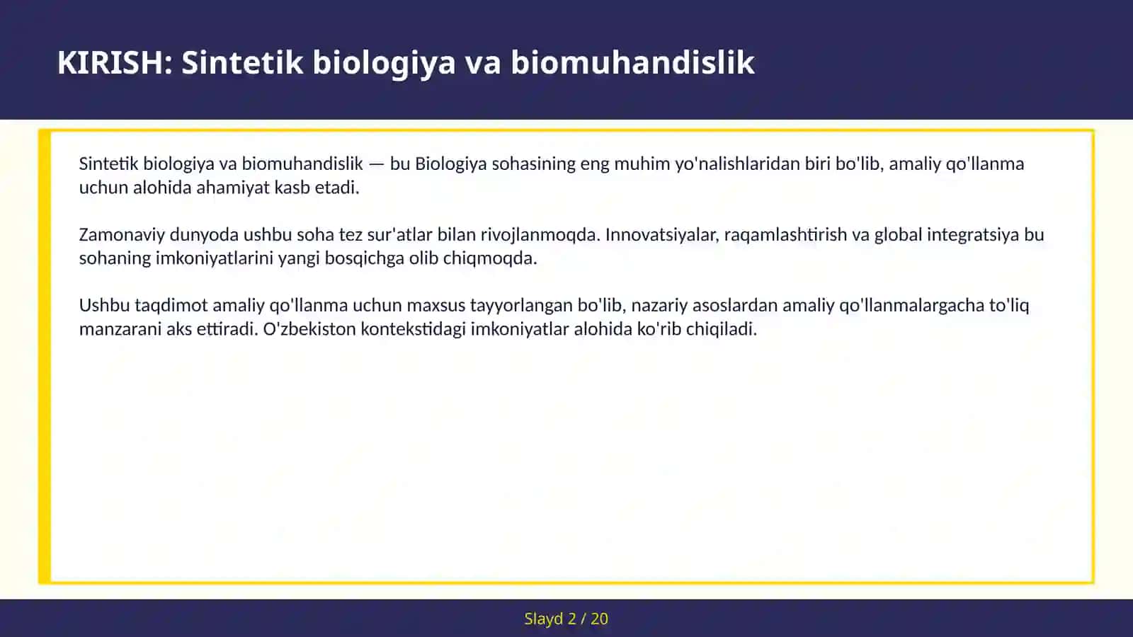 Sintetik Biologiya va Biomuhandislik 2