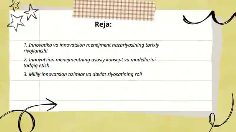 Innovatika va innovatsion menejment nazariyasi rivojlanishining asosiy yoʻnalishlari 2