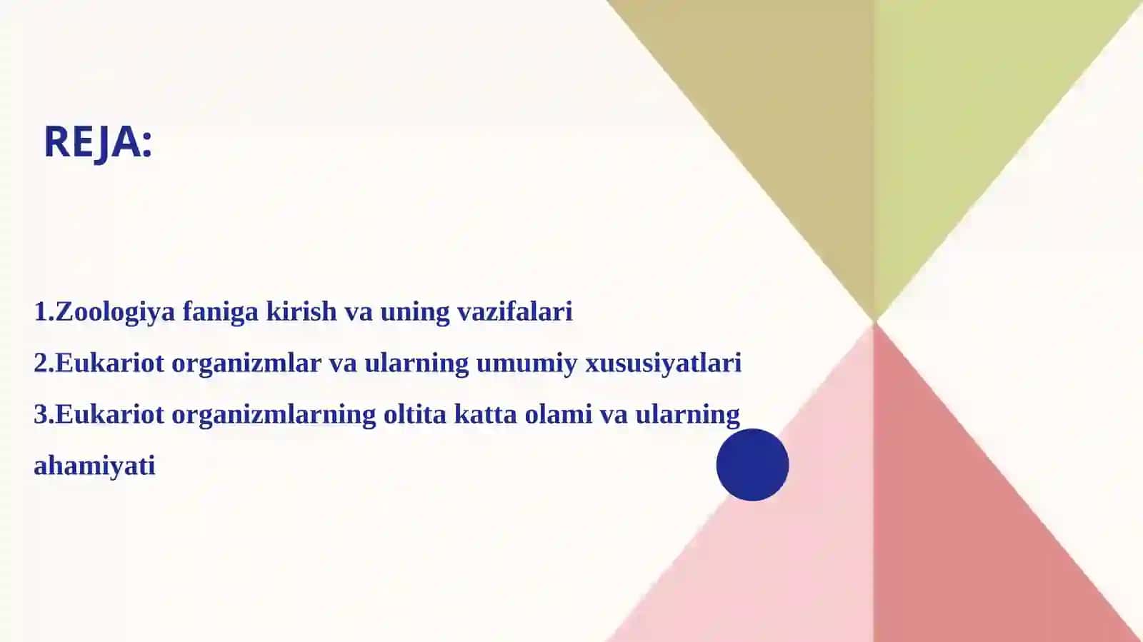 Zoologiya faniga kirish. Еukаriоt organizmlaning olti katta olami 2