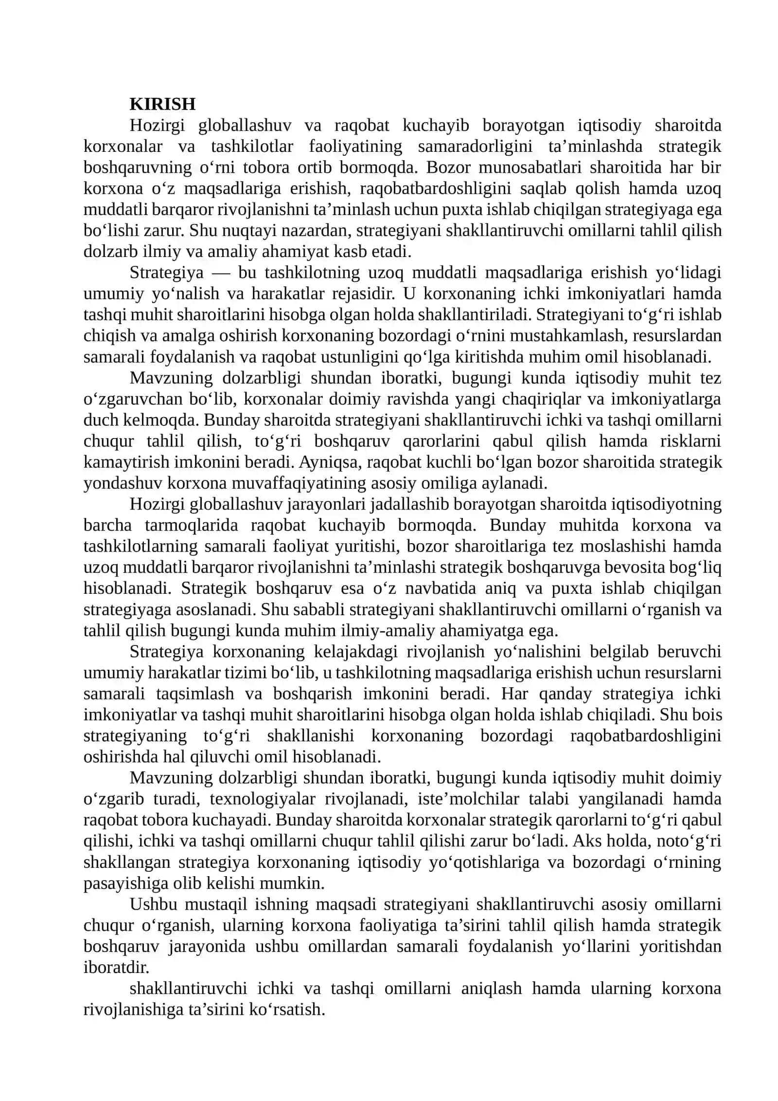 STRATEGIYANI SHAKLLANTIRUVCHI OMILLAR TAHLIL 2