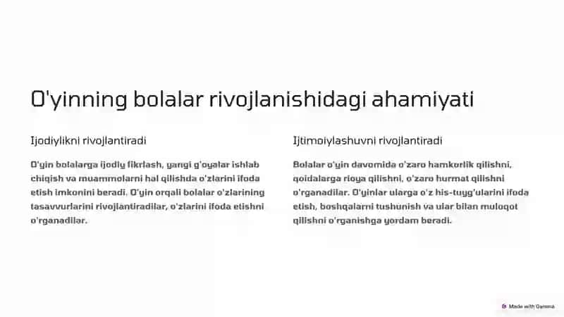O'yin - bolalarning rivojlanishidagi ahamiyati 2