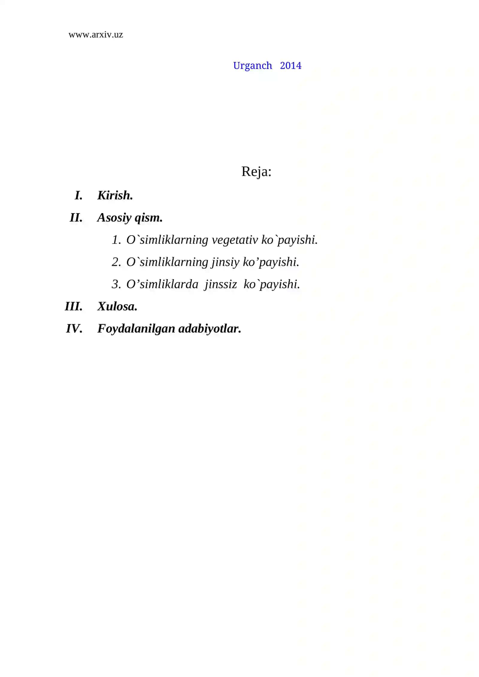 O’simliklar ko’payish fiziologiyasi 2