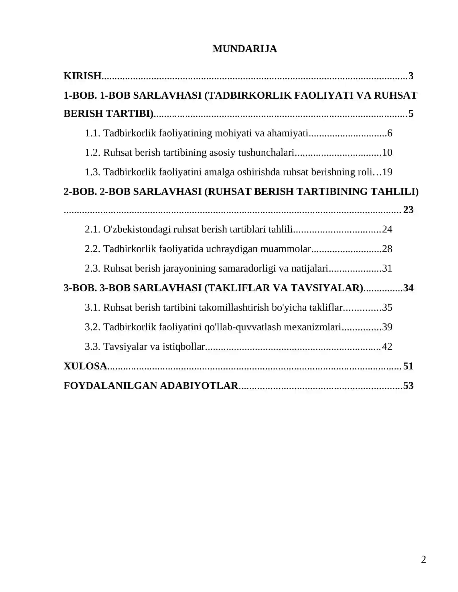 Tadbirkorlik faoliyati sohasida ruhsat berish tartib tamoili 2
