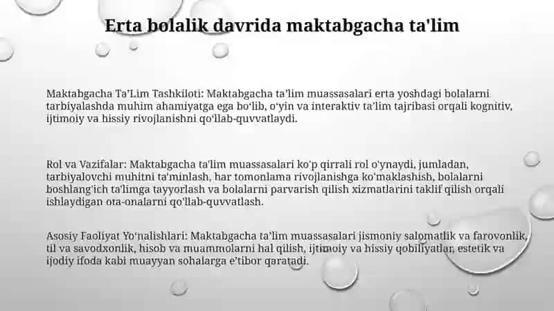 Maktabgacha TaʼLim Tashkiloti Faoliyati 2