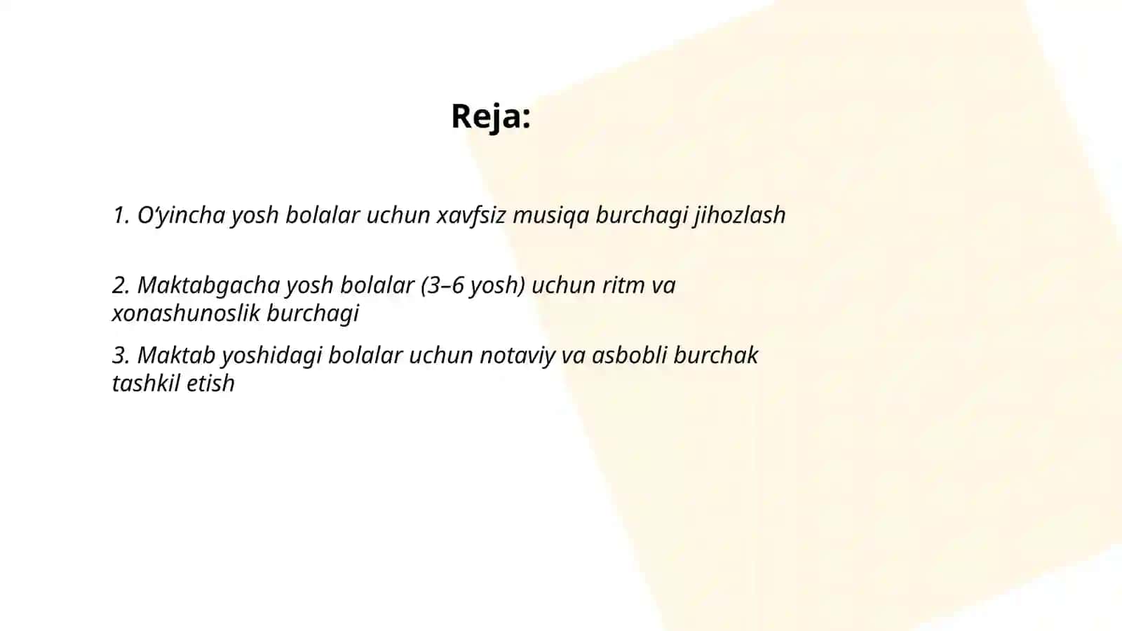 Musiqa burchagi jihozlash 2