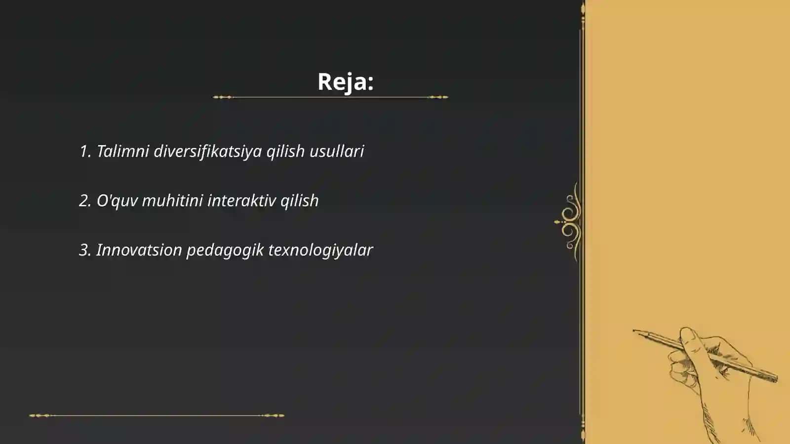 Talim sıfati,ochiqligi va samaradorligini oshirish uchun nostandart qarorlardan foydalanish 2