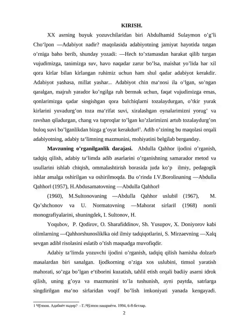 Abdulhamid Sulaymon o’g’li Cho‘lpon Adabiyot nadir? 2