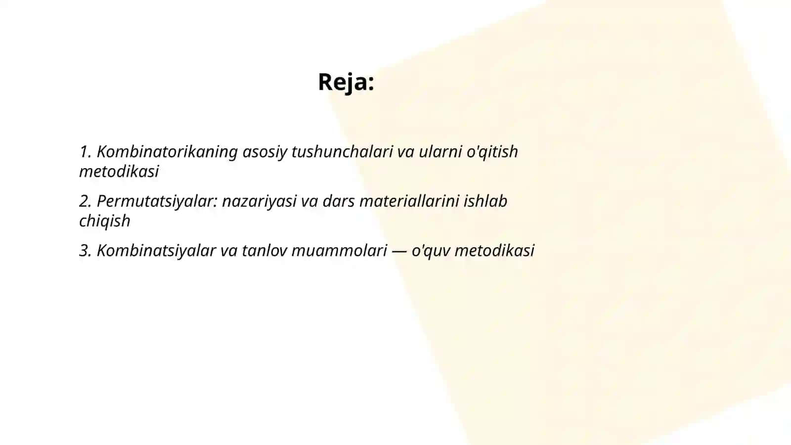 Kombinatorika va uning o'qitish metodikasi 2