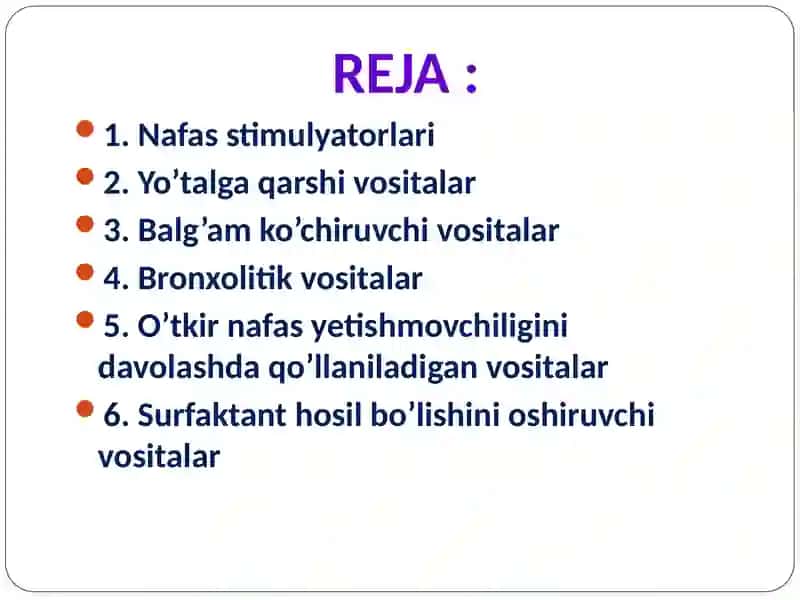 Nafas tizimi faoliyatiga ta’sir etuvchi vositalar 2