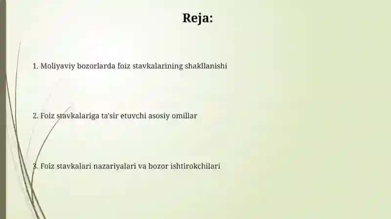 Pul va kapital bozorlarida foiz stavkalarining shakllanishi va unga ta’sir etuvchi omillar 2