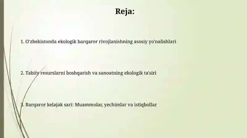 Oʻzbekistonning ekologik barqaror rivojlanishi 2