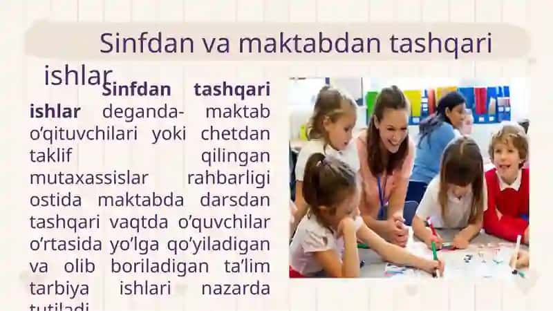Sinfdan va maktabdan tashqarifa o'liyat 2