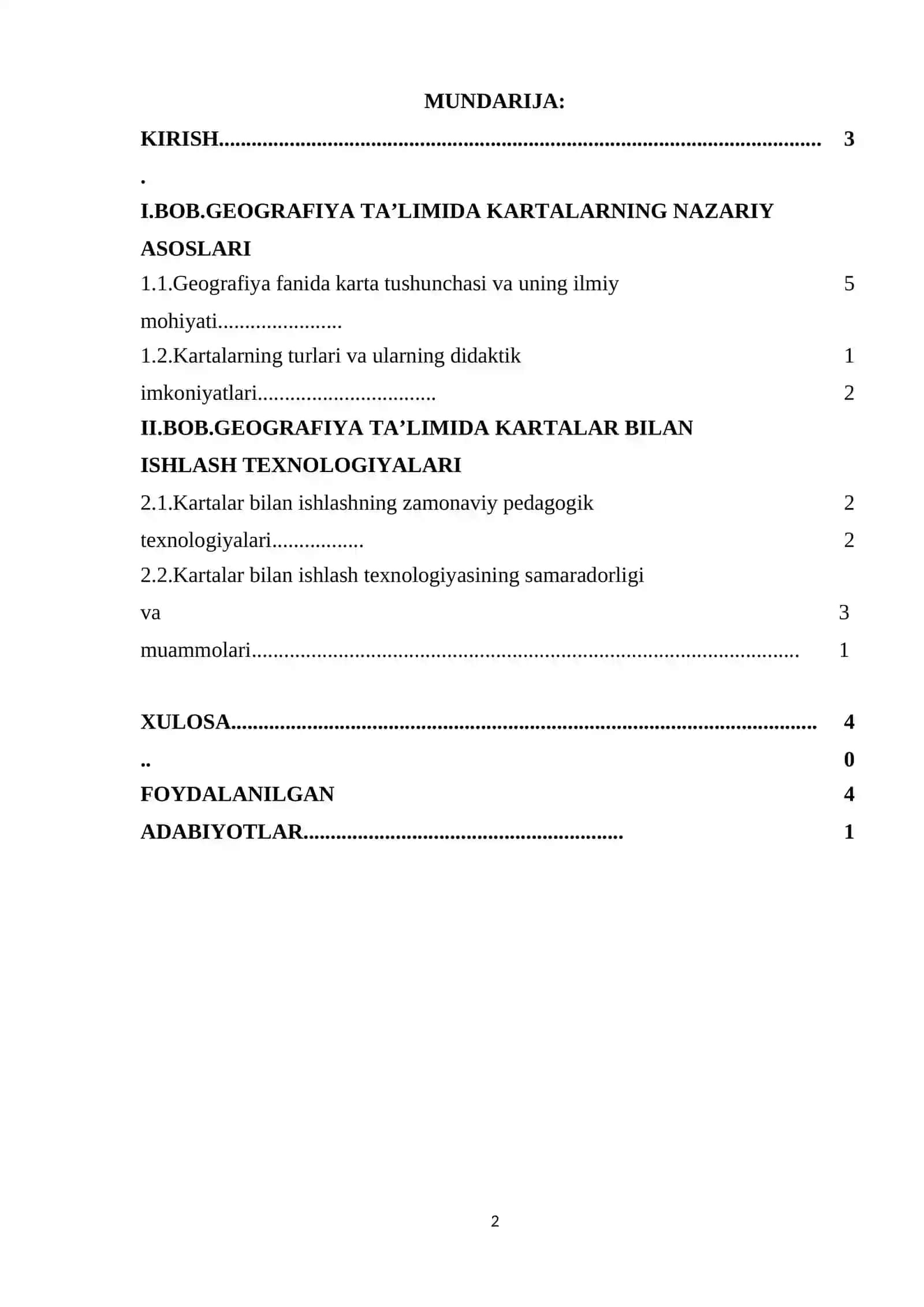 GEOGRAFIYA TA’LIMIDA KARTALAR BILAN ISHLASH TEXNOLOGIYASIDAN FOYDALANISH 2